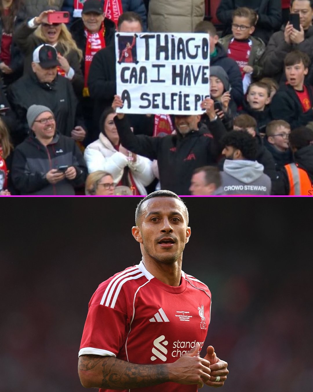 师徒重逢赛场，克洛普举牌邀蒂亚戈合影